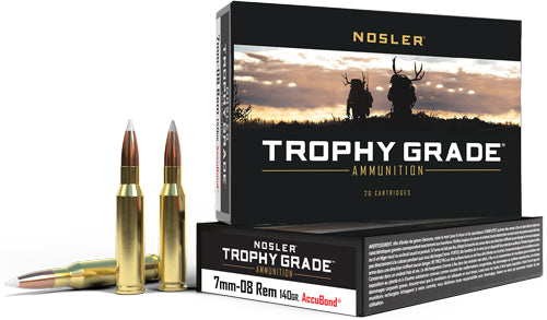 Nosler Bullets Trophy Grade 7mm-08 Rem 140gr AccuBond 20rd Rifle Ammo - Box or Case