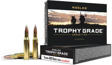 Nosler Bullets Trophy Grade 7mm-08 Rem 140gr AccuBond 20rd Rifle Ammo - Box or Case