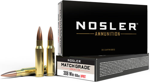 Nosler Custom Competition 308 Win 168gr HPBT 20rd Rifle Ammo - Box or Case