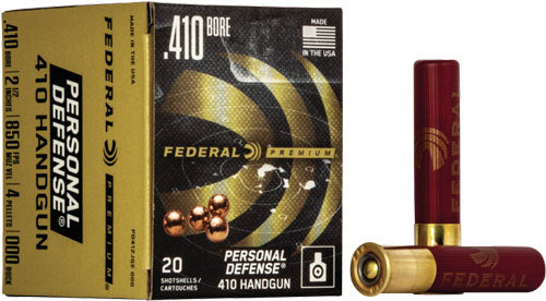 Federal Premium Personal Defense 410 Bore 2.5" 000 Buck 4 Pellet 20rd Shotshells - Box or Case