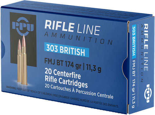 PPU Standard Rifle .303 British 174gr FMJBT 20rd - Box or Case