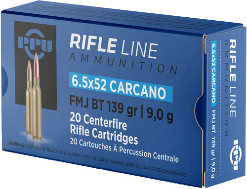 PPU Metric Rifle 6.5x52mm Carcano 139gr FMJ 20rd - Box or Case