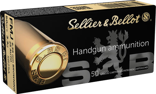 Sellier & Bellot SB25A 25 ACP 50gr FMJ 50 Rounds - Box or Case