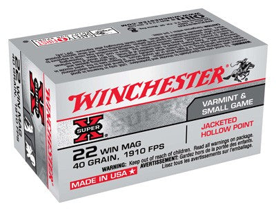 Winchester Ammunition Super-X 22 WMR 40gr JHP 1910 fps 50rd - Box or Case