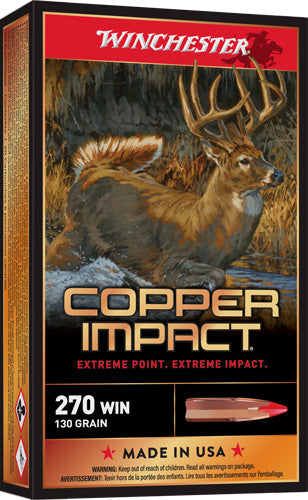 Winchester Ammunition Copper Impact 270 WSM 130gr Copper Extreme Point Lead-Free - Box or Case