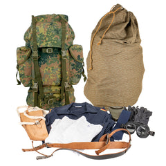 Vintage German Cold War 9-Piece Field Gear - Flecktarn Combat Rucksack - Used