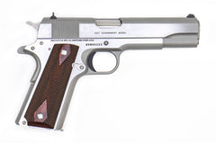 Colt Mfg 1911 Government .38 Super Caliber with 5" National Match Barrel, 9+1 Capacity, Overall Stainless Steel Finish, Serrated Slide & 70 Series Firing System
