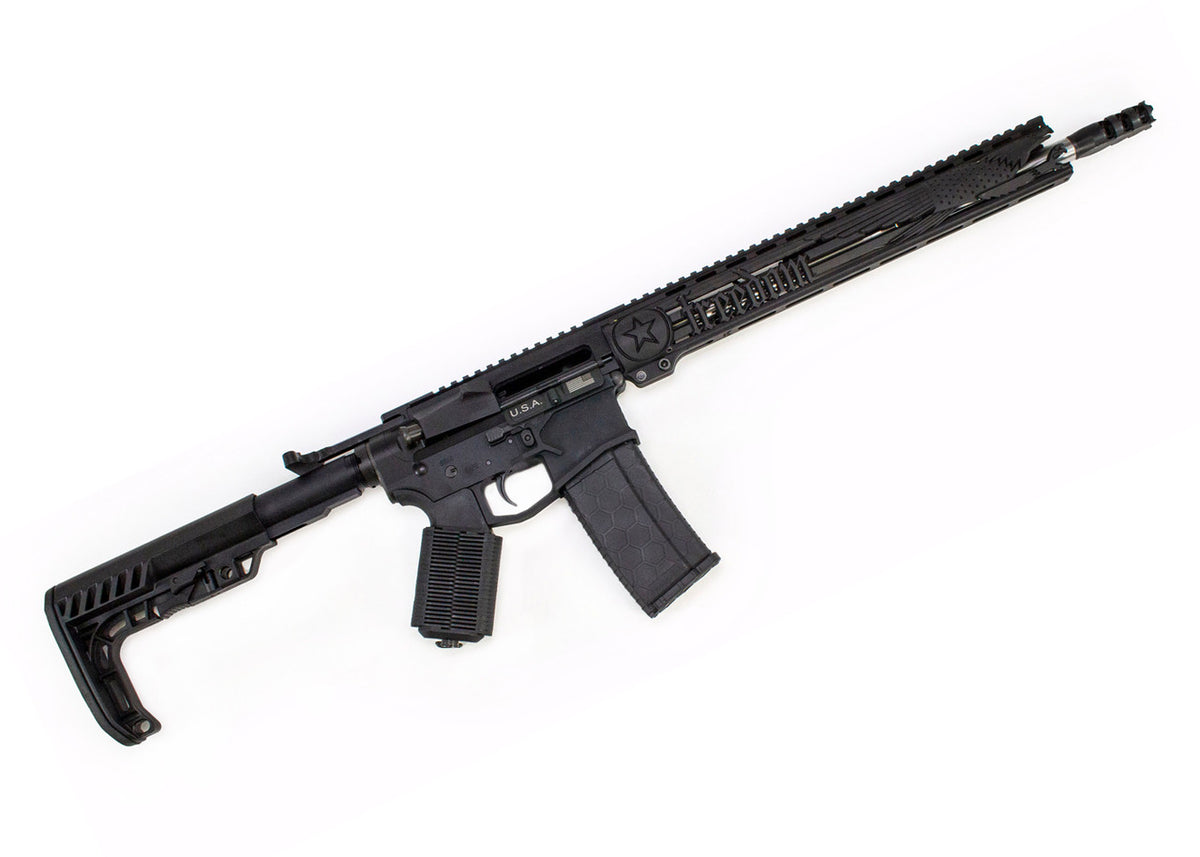 Unique-ARS Freedom .223 AR-15  Wylde 16 30+1 Black 6 Position Skeletonized A-Frame Stock Black Unique Grip Right Hand with 15 Slim Handguard
