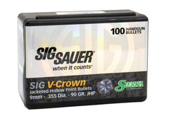 SIERRA BULLETS 9MM .355 90GR JHP SIG V-CROWN 100CT