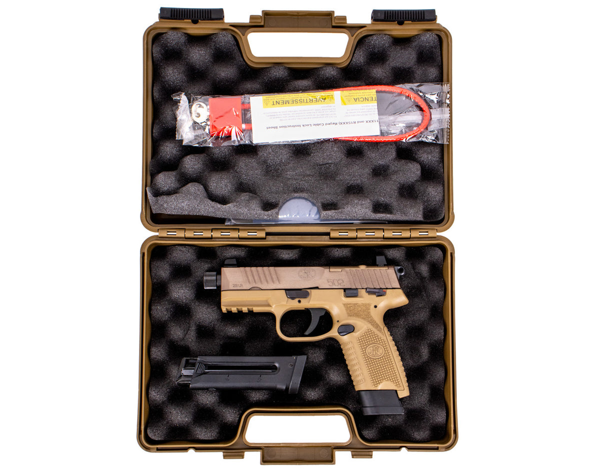 FN 502 Tactical .22 LR 10+1 15+1 4.6" Threaded Barrel FDE Optic Ready Slide