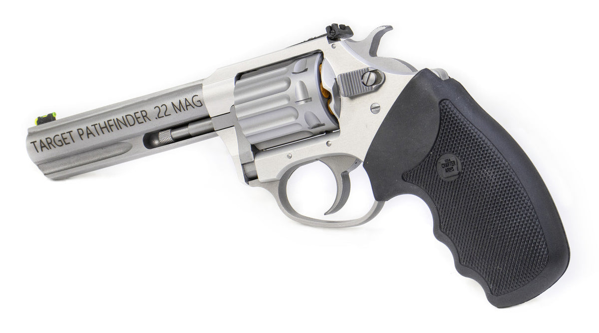 Charter Arms .22 Mag, 8-Shot Pathfinder Target Revolver 1pc. Black Rubber Grip Stainless