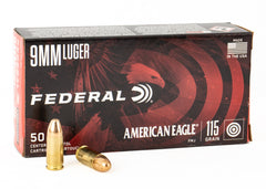 Federal 9mm Ammunition American Eagle 115 Grain FMJ 1000rd in 50rd Boxes