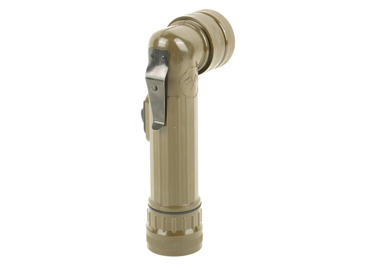 Belgium Army Issue OD Angle-Head Flashlight - Used