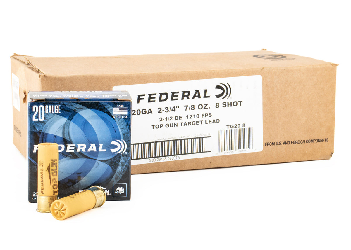 Federal Top Gun 20ga 2-3/4" 7/8oz 8 Shot - 250rd Case
