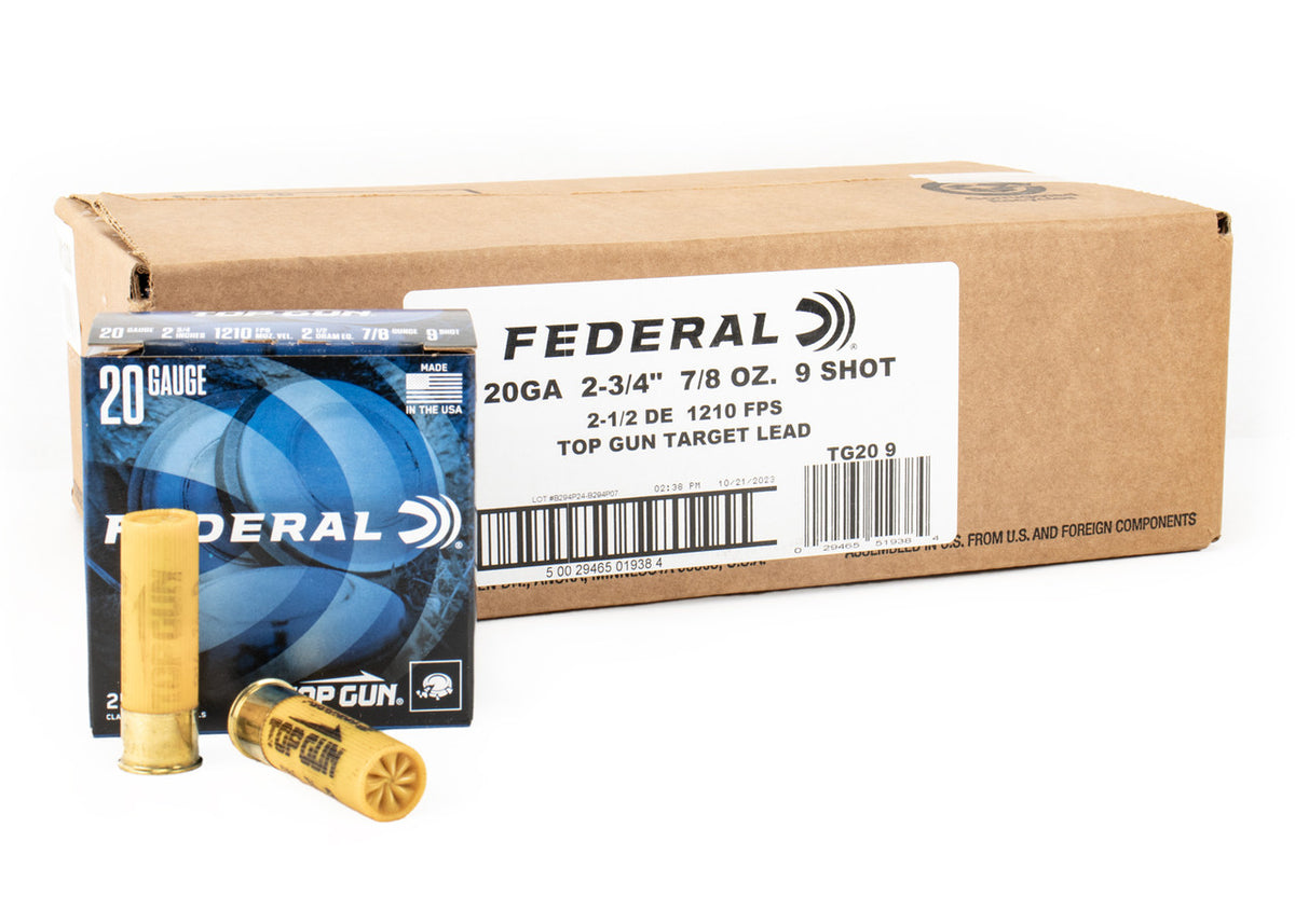 Federal Top Gun 20ga 2-3/4" 7/8oz 9 Shot - 250rd Case