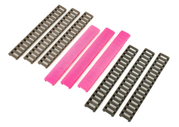 Low-Profile Rail Covers (Dark Earth, Olive Drab Green, Pink) - 9-Pack