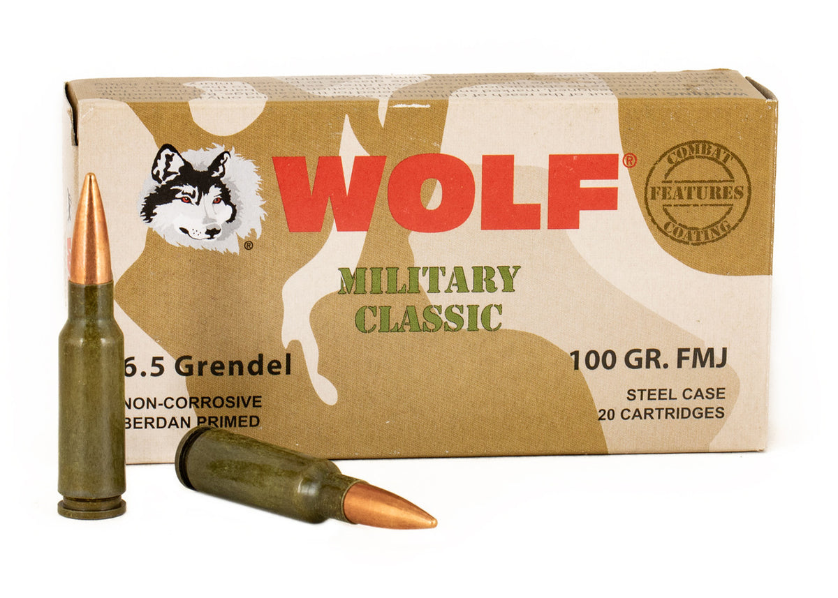 Wolf 6.5 Grendel 100gr FMJ Steel Case 20 Rd Box
