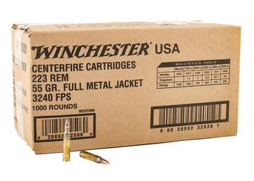 Winchester Ammo .223 Rem. 55 gr Full Metal Jacket 1000rds/ Sold by Case