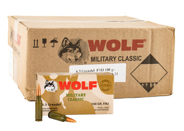 Wolf 6.5 Grendel 100gr FMJ Steel Case 500rd Box