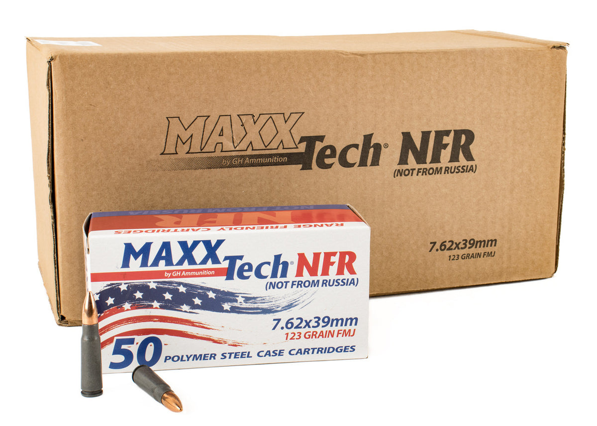 7.62x39mm Ammunition NFR (Not From Russia) MTNFR762 123 Grain Steel Case Full Metal Jacket 500 Rounds