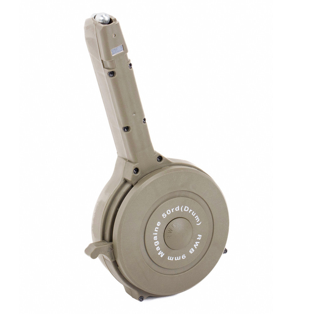 RWB 9mm 50rd Drum Magazine - Dark O.D. Green