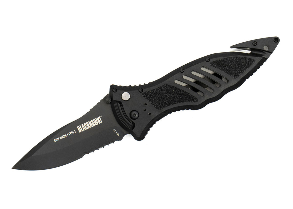 Blackhawk CQD Mark 1 Type E Folding Rescue Knife - Serrated