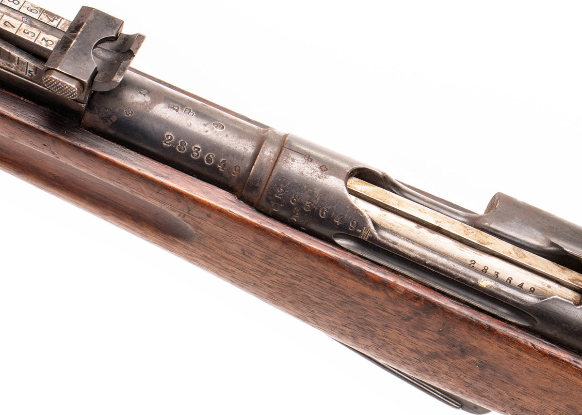 Swiss 1896/11 7.5x55mm Straight Pull Rifle 30.75" Barrel - Matching Serial Number, Fair Condition, Charging Handle Knob Cracked/Broken - C&R Eligible