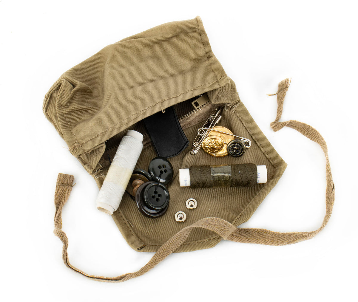 ITALIAN KHAKI SEWING KIT LIKE NEW