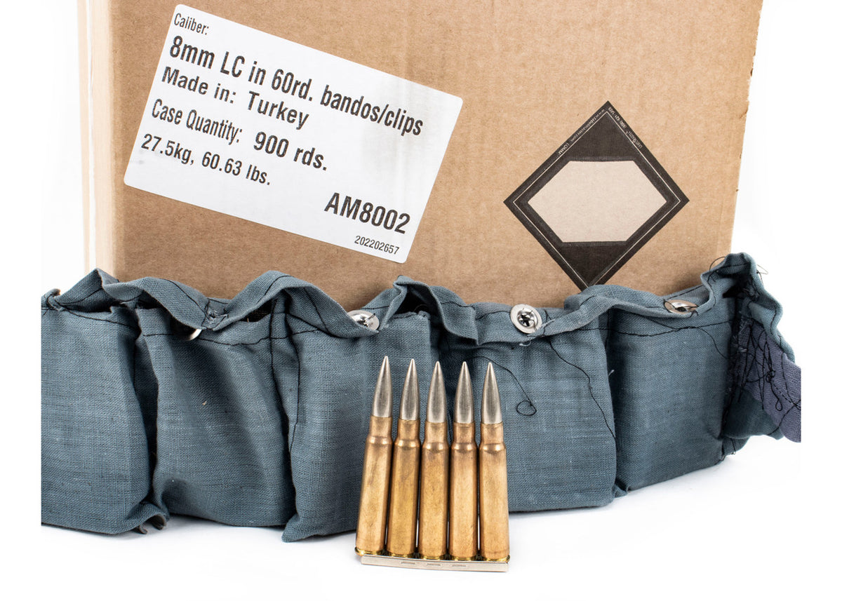 Turkish Surplus 8mm 900 Rd 28 Cases on a Pallet - 5rd Clips with Bandoliers