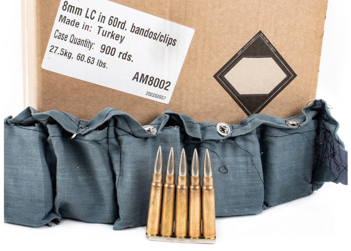Turkish Surplus 8mm 900 Rd Case - 5rd Clips with Bandoliers