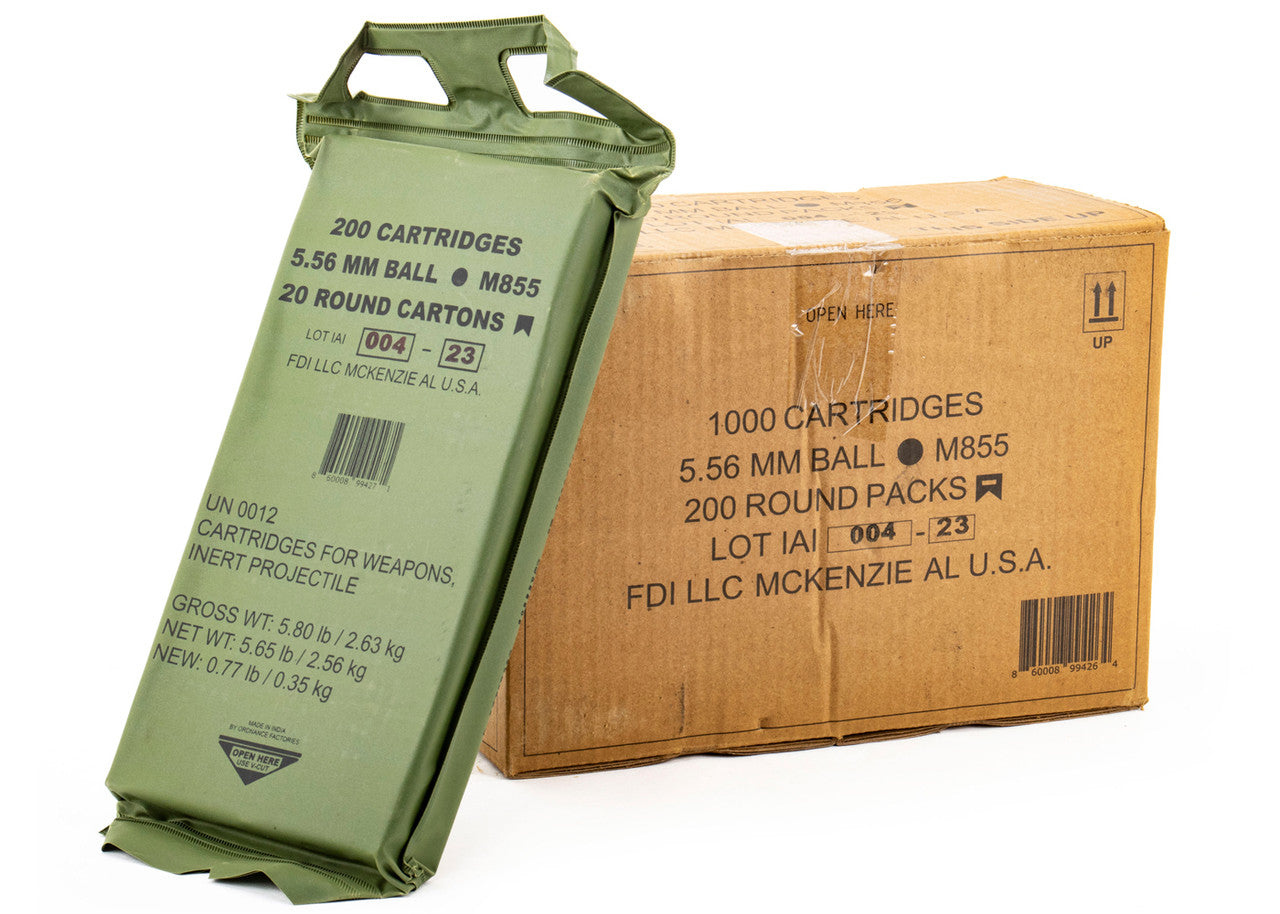 556.18発送ページ① FDI M855 5.56 FMJ 62 GR Green Tip 1000Rd Case – Centerfire Systems