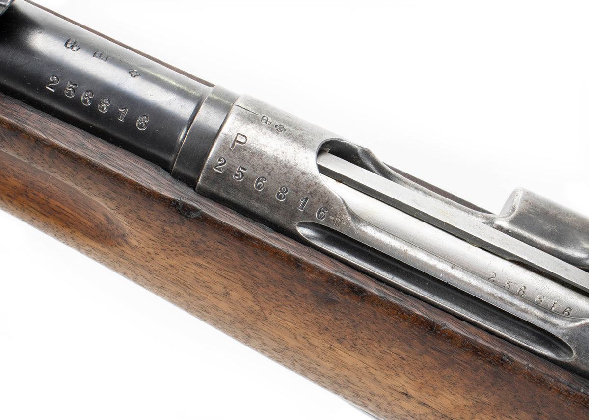 Swiss 1896/11 7.5x55mm Straight Pull Rifle 30.75" Barrel -  Good Surplus Condition - C&R Eligible - Matching Serial Numbers:  Cracked