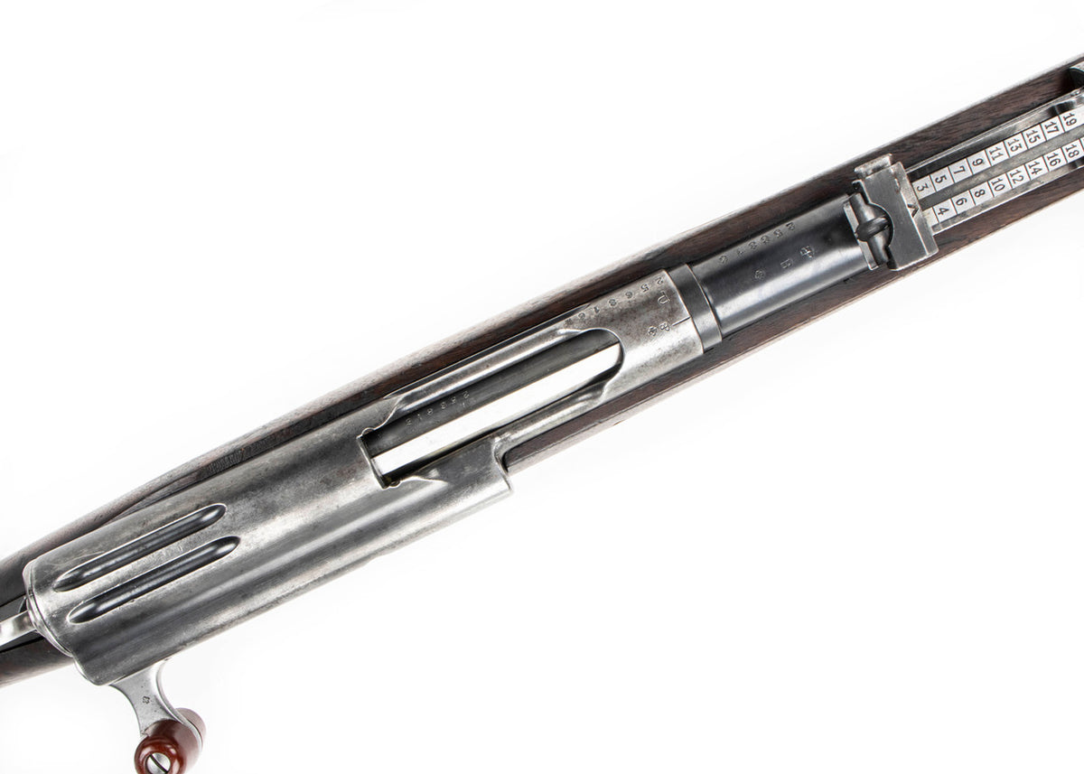 Swiss 1896/11 7.5x55mm Straight Pull Rifle 30.75" Barrel -  Good Surplus Condition - C&R Eligible - Matching Serial Numbers:  Cracked