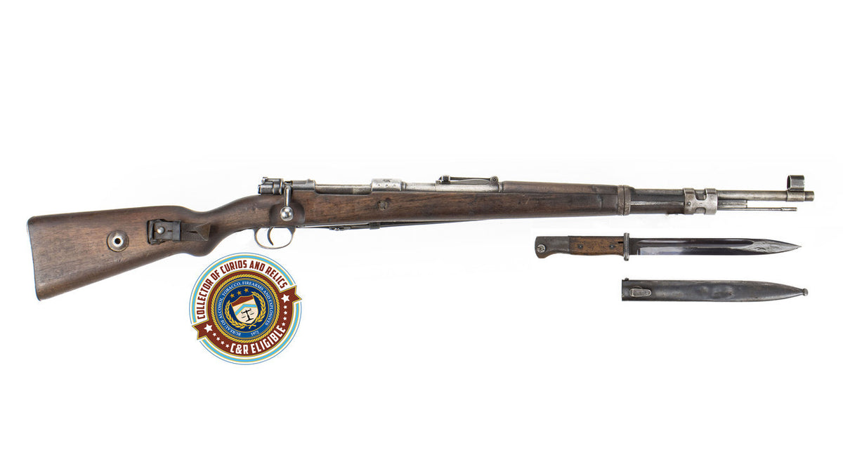 German Kar98k M937B 8mm WWII (Portuguese Crest) Mauser - Serial # Matches 8/10. Includes an original Bayonet and Sheath.