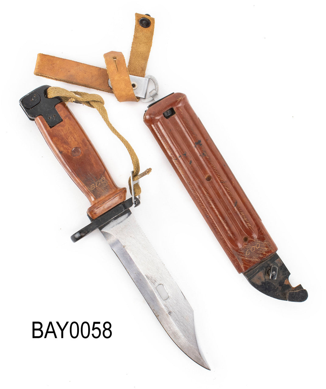 Russian Tula 6x4 AKM Type 2 Bayonet w/ Scabbard, Star on Crossguard