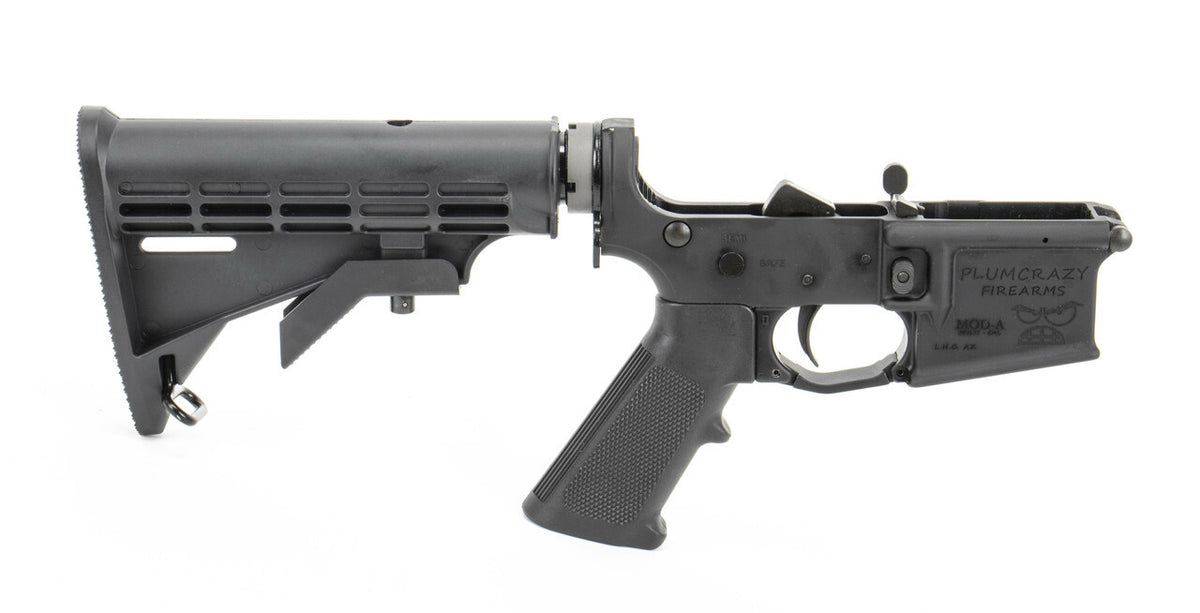 PLUMCRAZY MOD-A Complete Multi-Cal AR-15 Aluminum Lower Receiver w/M4 Buttstock