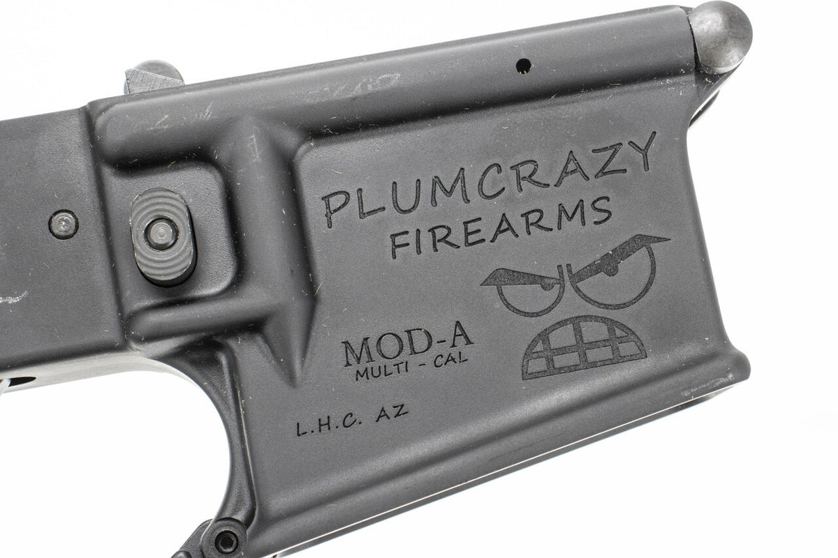 PLUMCRAZY MOD-A Complete Multi-Cal AR-15 Aluminum Lower Receiver w/M4 Buttstock