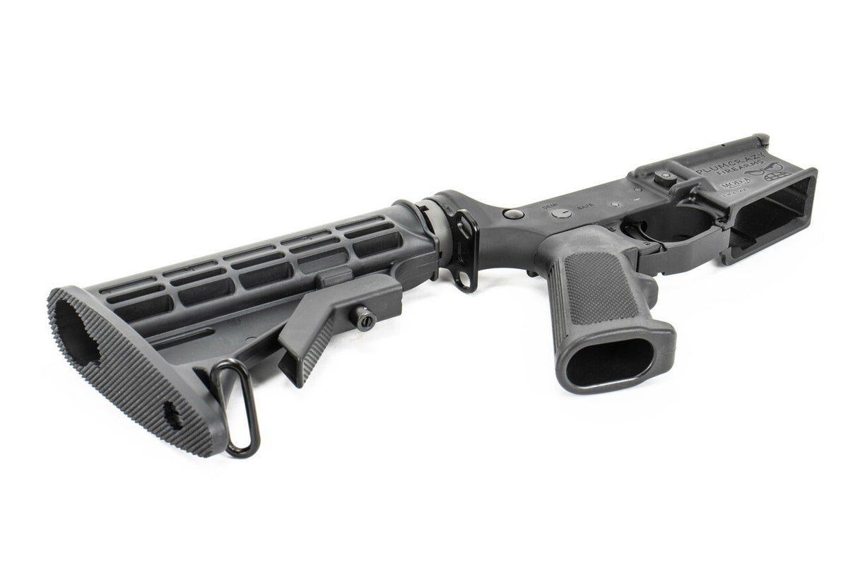 PLUMCRAZY MOD-A Complete Multi-Cal AR-15 Aluminum Lower Receiver w/M4 Buttstock