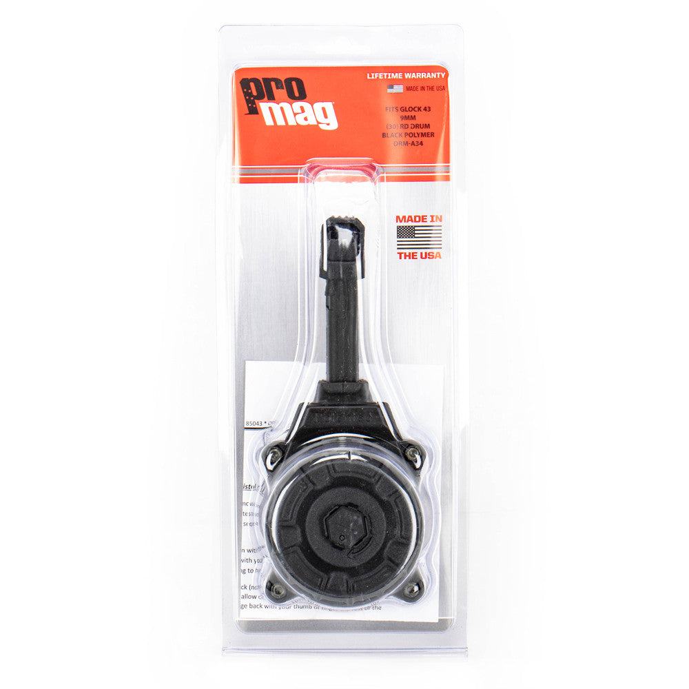 ProMag Glock Compatible 9mm Luger G43 30rd Drum - Black