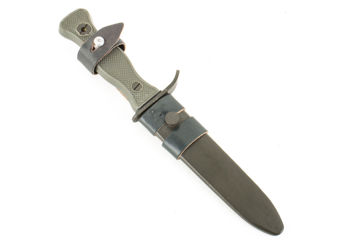 German Army Combat Fixed Blade Knife with Metal Sheath and Leather Hanger - New