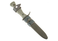 German Army Combat Fixed Blade Knife with Metal Sheath and Leather Hanger - New
