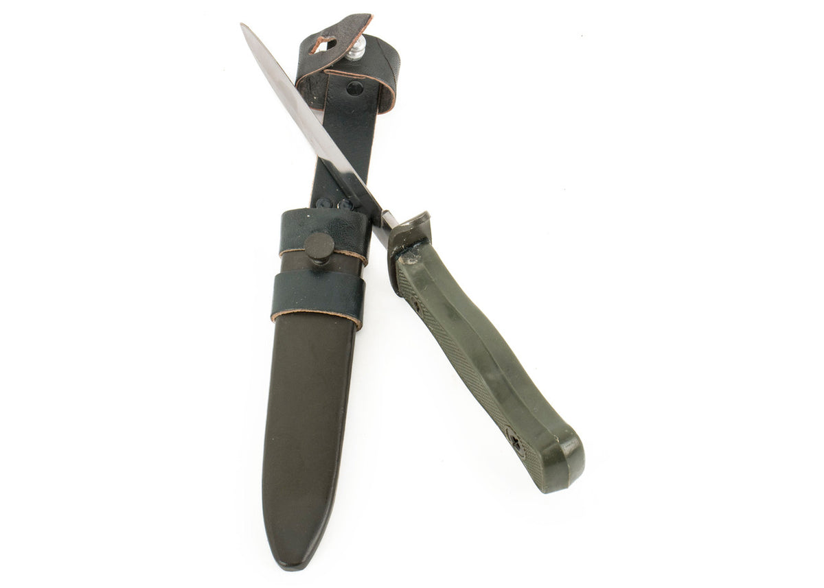 German Army Combat Fixed Blade Knife with Metal Sheath and Leather Hanger - New