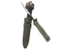 German Army Combat Fixed Blade Knife with Metal Sheath and Leather Hanger - New