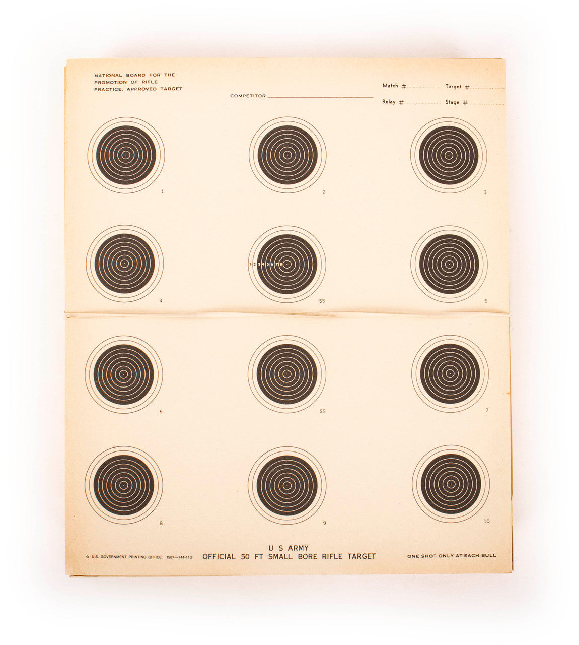 US Army 50ft Small Bore Rifle Target - 100 Pack