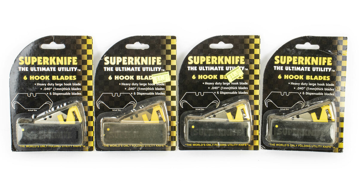 RDR Tools Superknife Folding Utility Knife w/ Hook Blades- 4 Pack