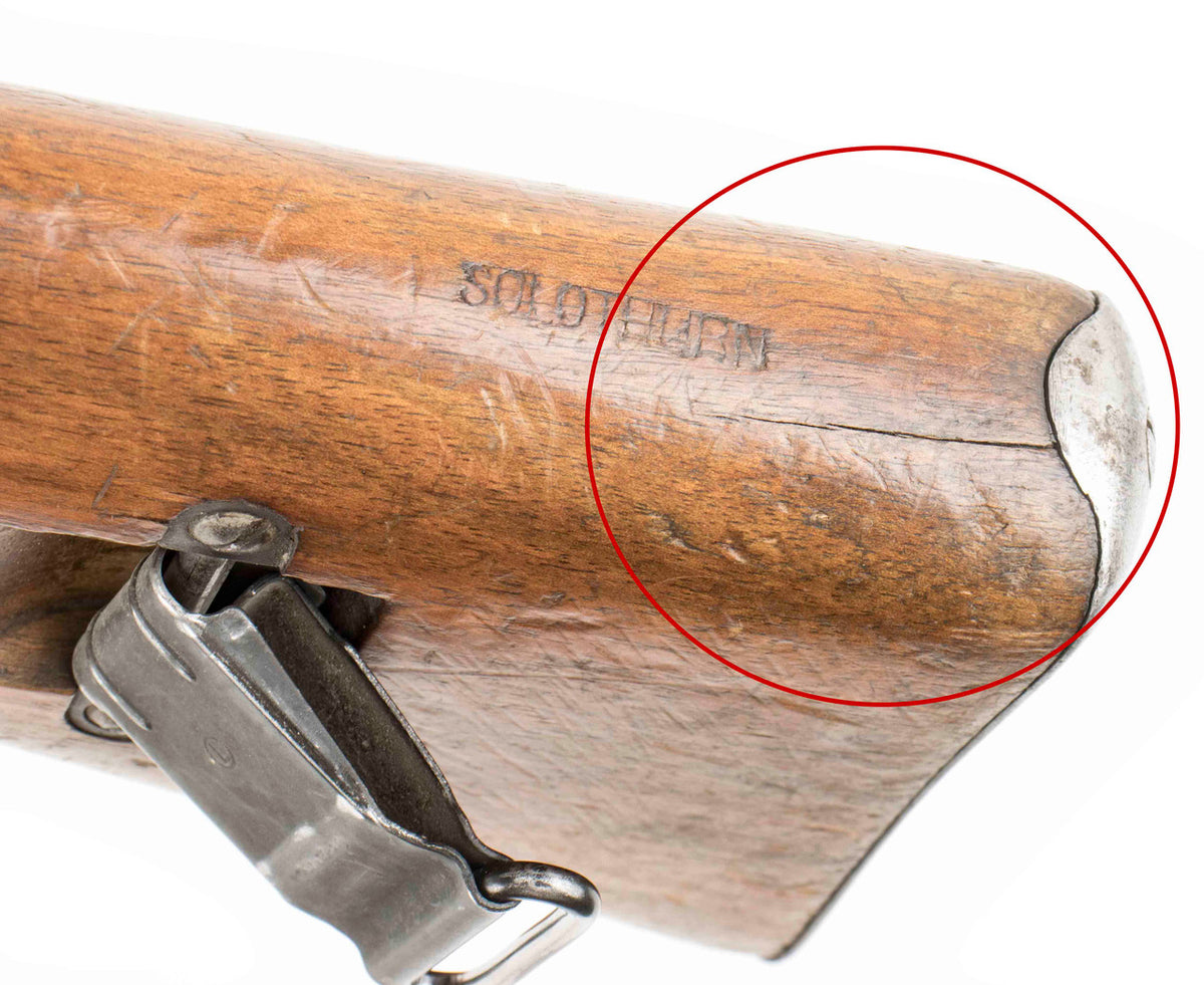 Swiss K1911 Carbine Straight Pull Rifle 7.5x55 23.3" Barrel -  Matching Serial Numbers, Good Condition, Hairline Cracked Stock - C&R Eligible