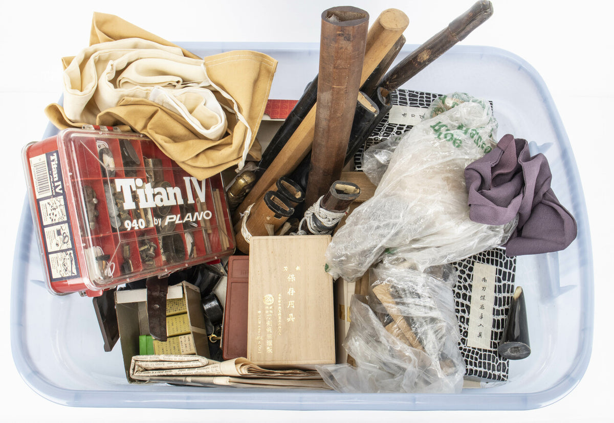 Japanese Sword Items, Scabbards, Handles, Etc. - 3 Boxes
