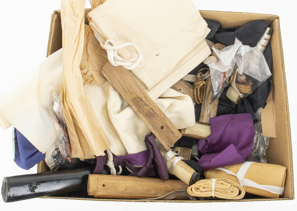 Japanese Sword Items, Scabbards, Handles, Etc. - 3 Boxes