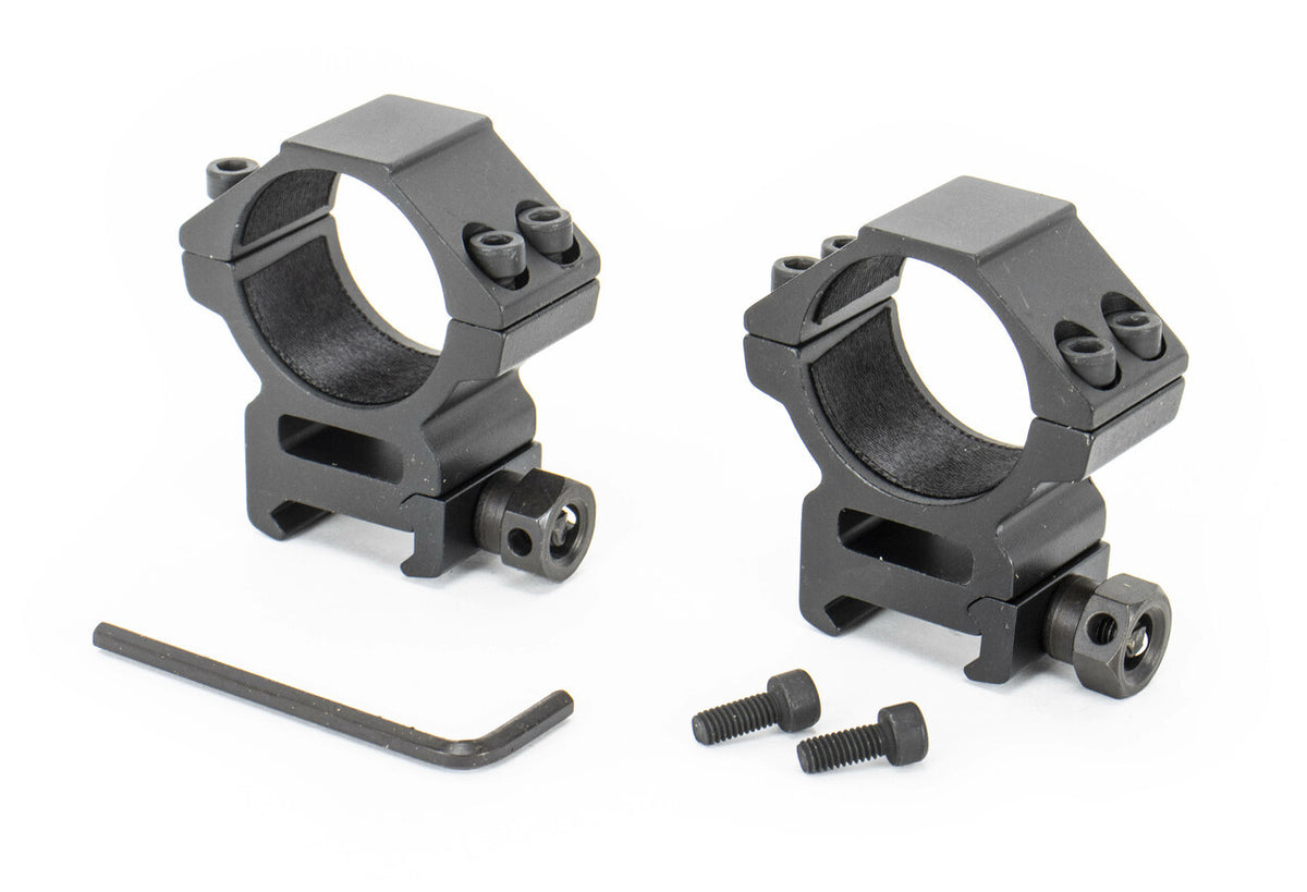 Sniper 1" Mid-Profile See-Thru Scope Rings w/ 4 Fasten Screws - 5 Pack