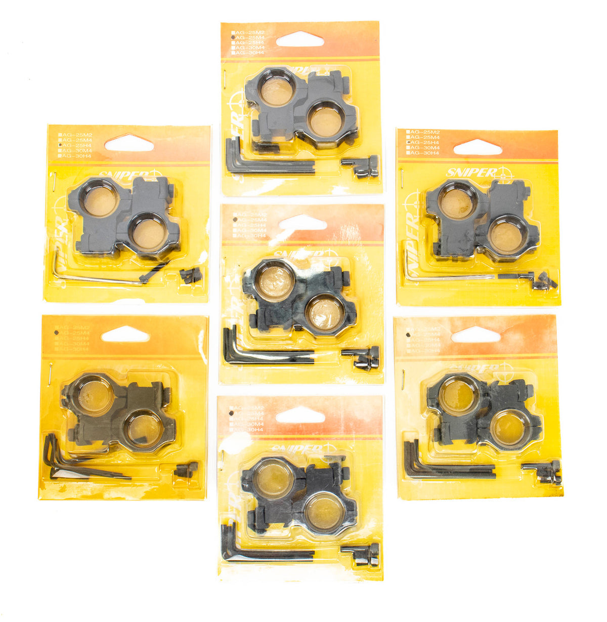 7 Pack - Sniper 1" Medium Profile Scope Ring for Dovetail System with 4 Fasten Screw